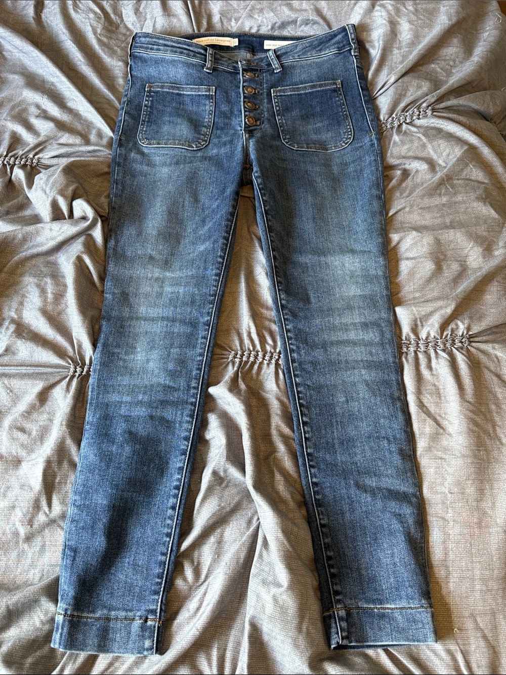 Pilcro by Anthropologie Denim Jeans Sz 31 Medium Blue Wash b87